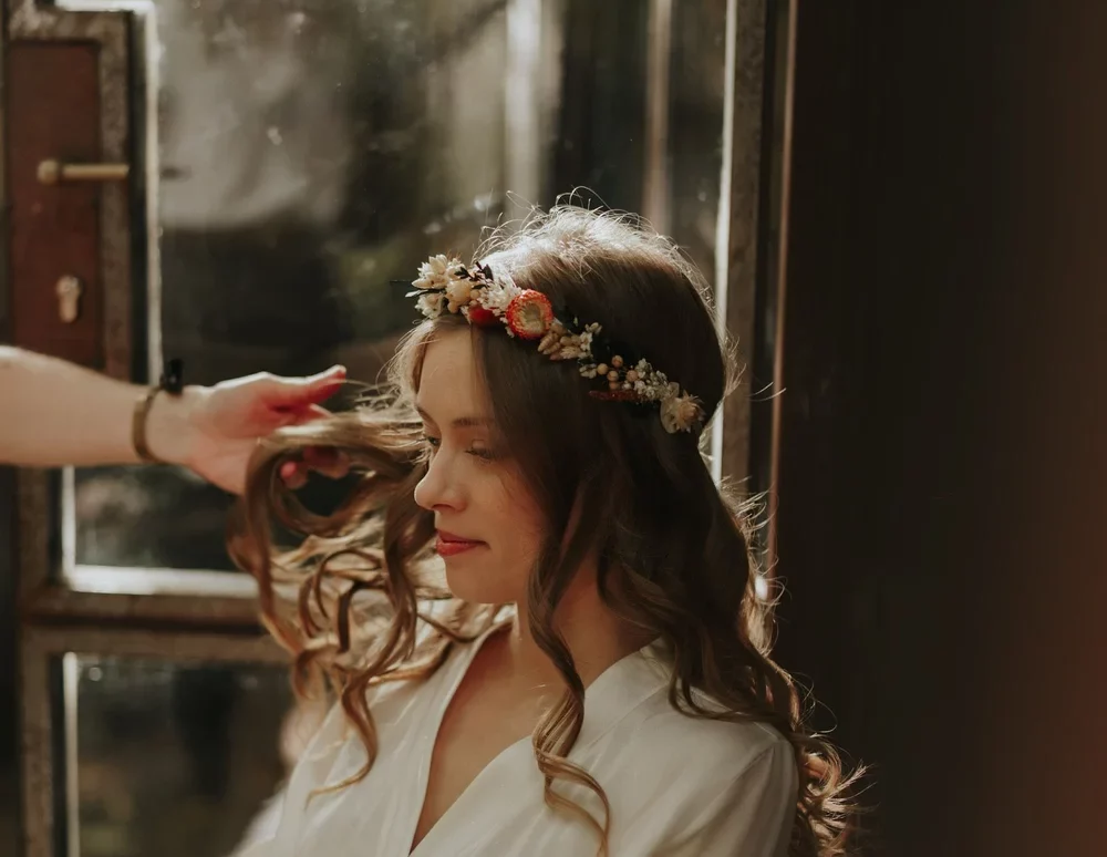 Couronne de fleurs séchées pour mariage